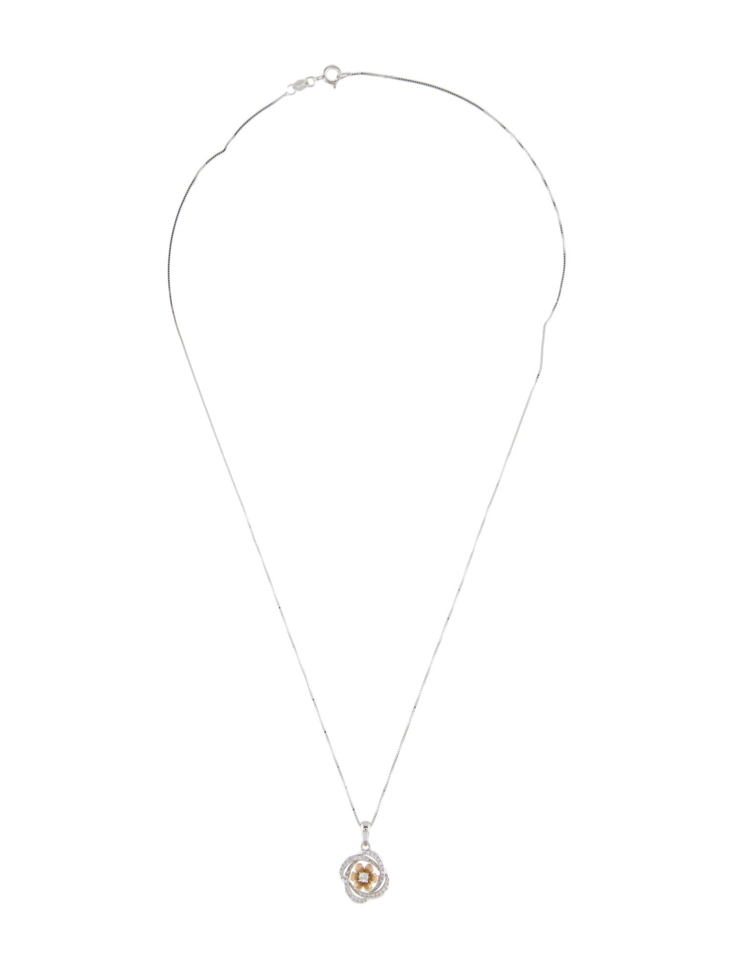 Necklace 14K Diamond Flower Pendant Necklace
